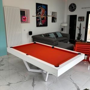 Piétement et cadre de bandes blanc, drap simonis Orange.