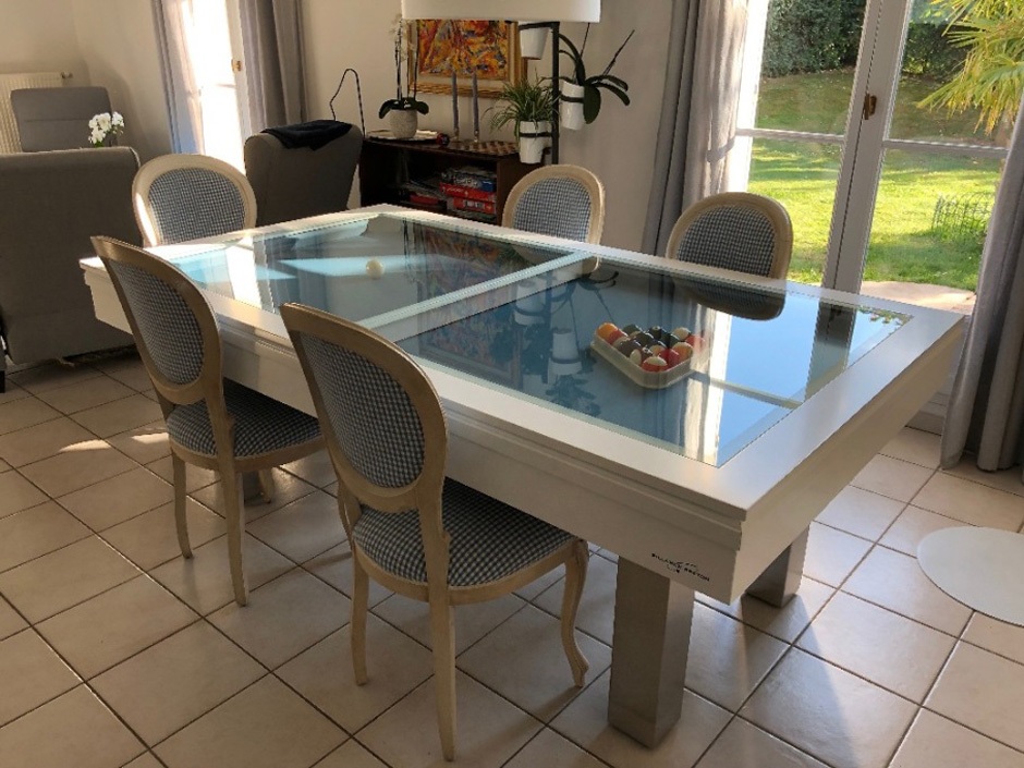 Table de billard convertible Dauphin avec un plateau en verre