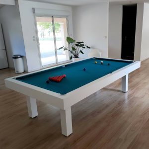 Billard contemporain blanc 2m60 version pool anglais