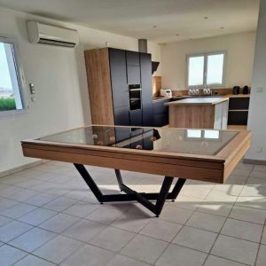 Finition chene naturel et pietement noir