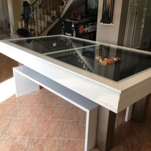 Table de billard convertible design Dauphin design avec plateau en verre