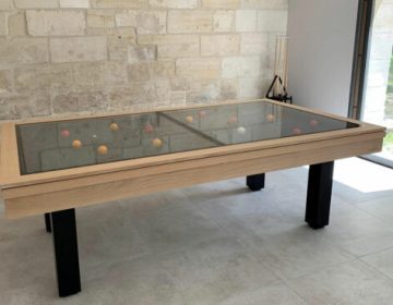 Dauphin-chene-plateau-verre-scaled Table de billard contemporain modèle Dauphin, signé Billards Bréton