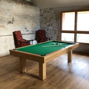 Billard contemporain mixte drap vert et châtaigner massif