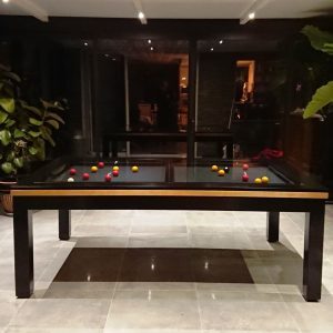 Billard Neo avec plateau verre transparent 2 parties.
