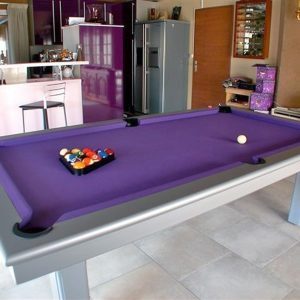 billard orion gris métal et drap fushia